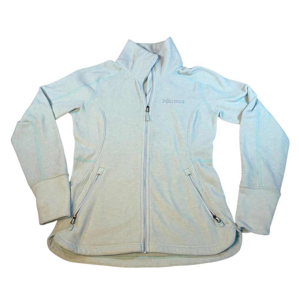 Marmot womens light blue green full zip lightweight fleece. Size S. outdoors